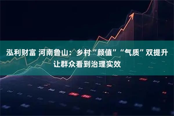 泓利财富 河南鲁山：乡村“颜值”“气质”双提升让群众看到治理实效